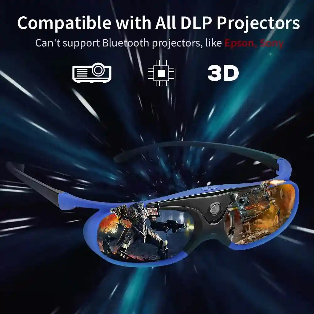 DLP 3D Glasses 144Hz Rechargeable Active Shutter For Projectors Tidesmit
