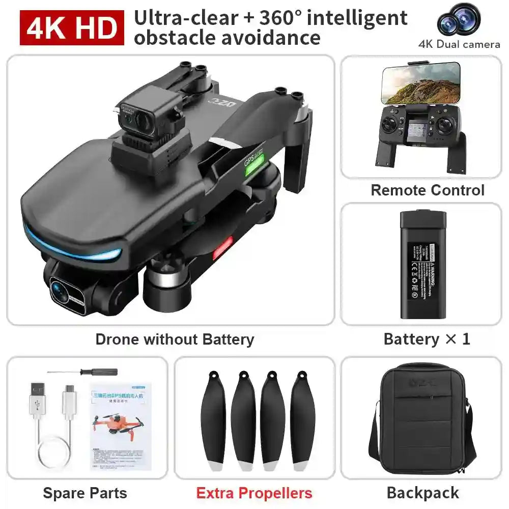 4K GPS Drone with 3-Axis Gimbal - L800pro2 Foldable Camera Drone Tidesmit