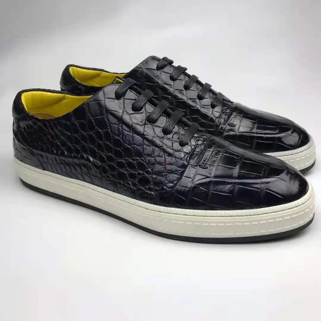Latest Handmade Genuine Crocodile Leather Men's Sneakers Shoes Skateboard Branded Shoes Men Sneaker Luxury Casual Shoes Men