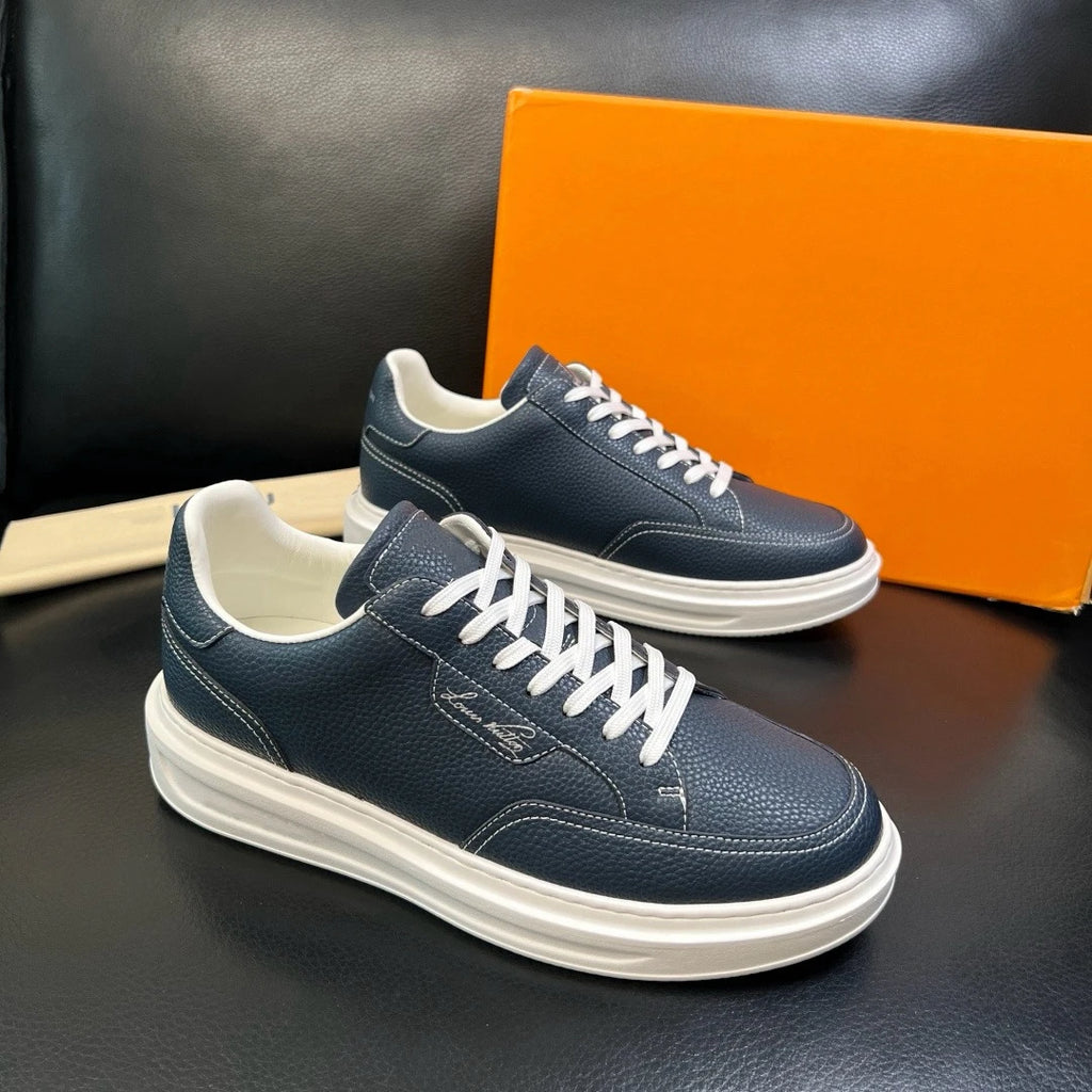 High Quality Designer Style Men Luxury Leather Sneakers Classic Versatile Business Casual Skate Shoes for Daily Commute