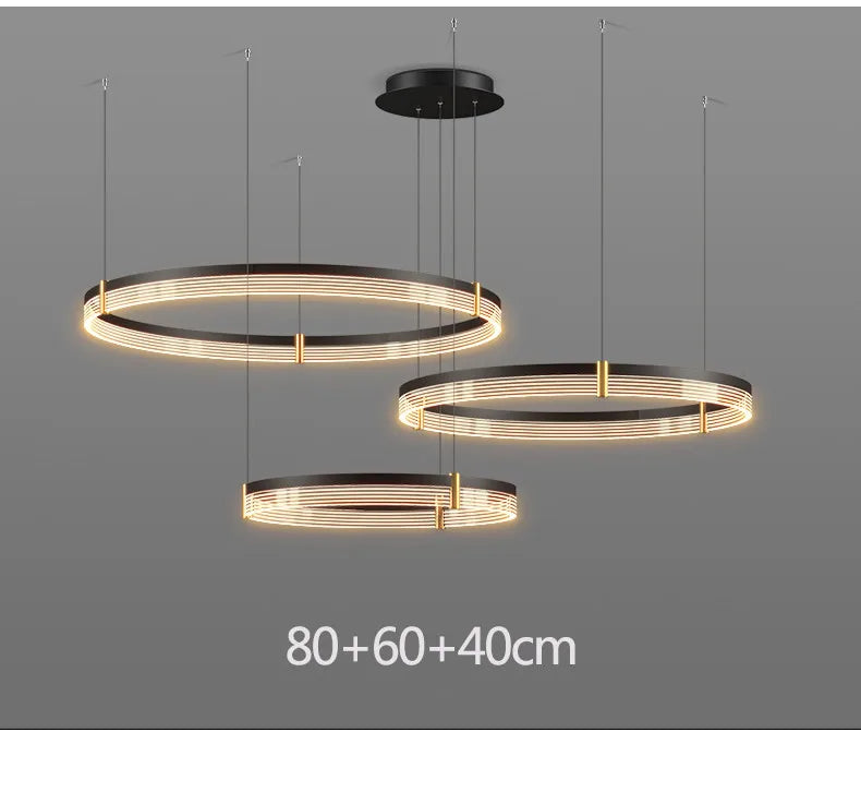 Nordic LED Ring Light Chandelier | Adjustable Color Temperature 3-Layer Tidesmit