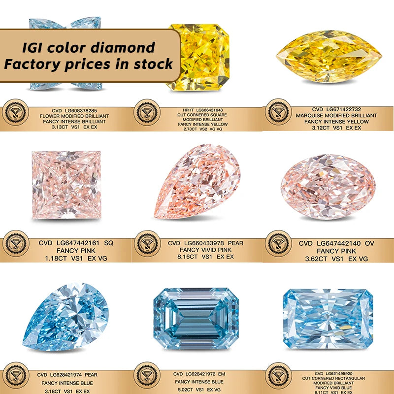 IGI Certificate 1ct 1.5ct 2ct 3ct DEF VVS 0.01-20Carat Wholesale Lab Created Loose Diamond HPHT CVD Lab Grown Diamond