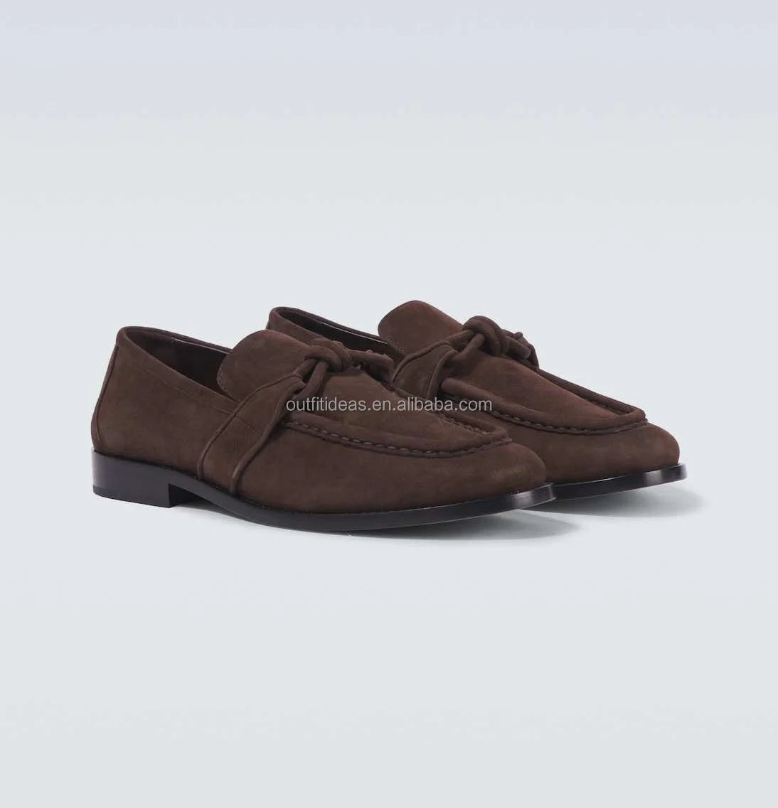Calfskin Leather Loafers New With Tags Unisex Women Knot Soft Suede Loafers Genuine Leather Men Derby Shoes Brown Suede Loafers