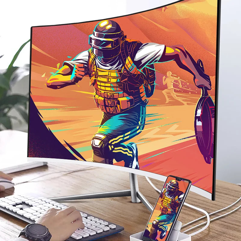 24 Inch Curved 75Hz Monitor Gaming VA FHD 1080P Computer Display 2800R HDMI/VGA DCR Eye Protect VESA 100*100 2ms Response