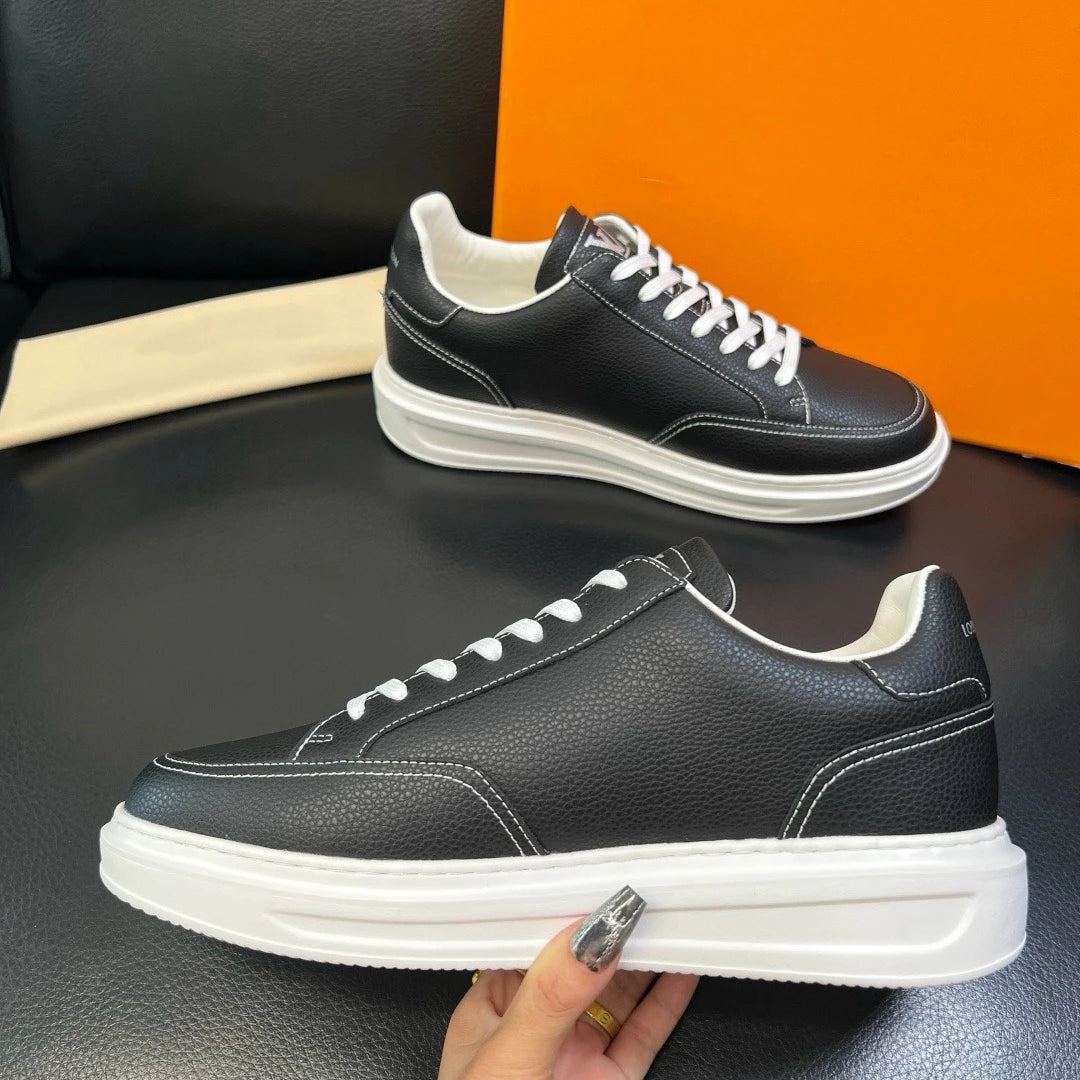 High Quality Designer Style Men Luxury Leather Sneakers Classic Versatile Business Casual Skate Shoes for Daily Commute