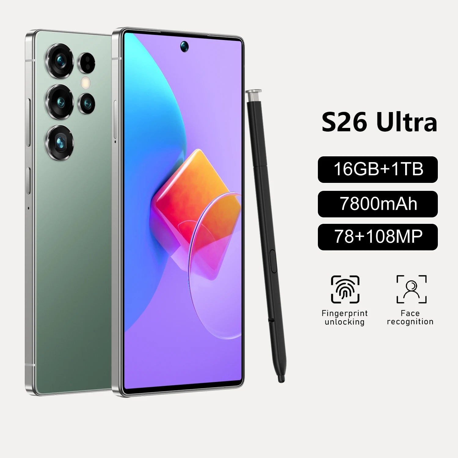 5G Smartphone with 7.3-inch HD Display, 1TB Storage, and 16GB RAM dark green 16g Tidesmit