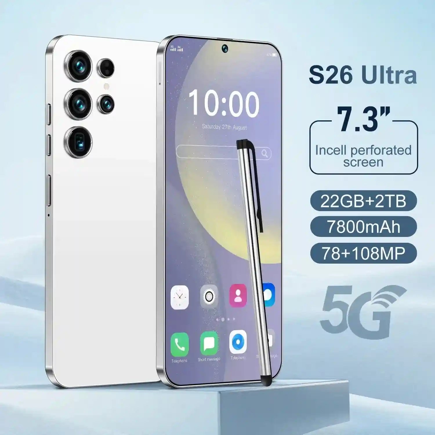 S26 Ultra 5G Smartphone, 22GB RAM, 1TB Storage - Unlocked Mobile Tidesmit