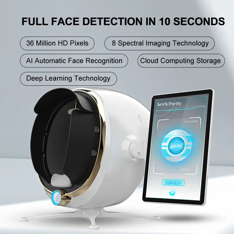 2025 Magic Mirror 3D digital facial skin analyzer with AI, HD camera, and touch display for professional skin detection.