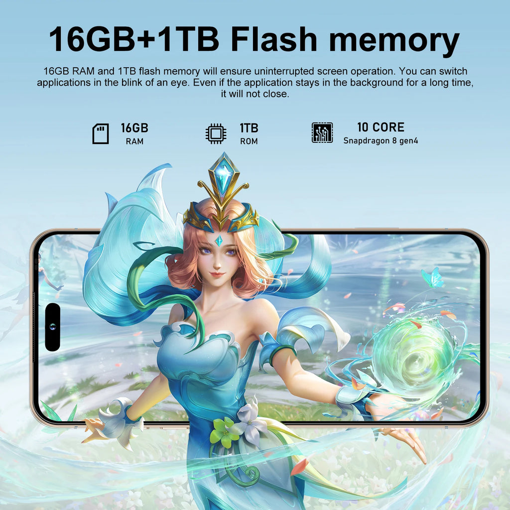 Tidesmit 5G Smartphone: 1TB Storage, 16GB RAM, 7.3 Inch AMOLED Tidesmit