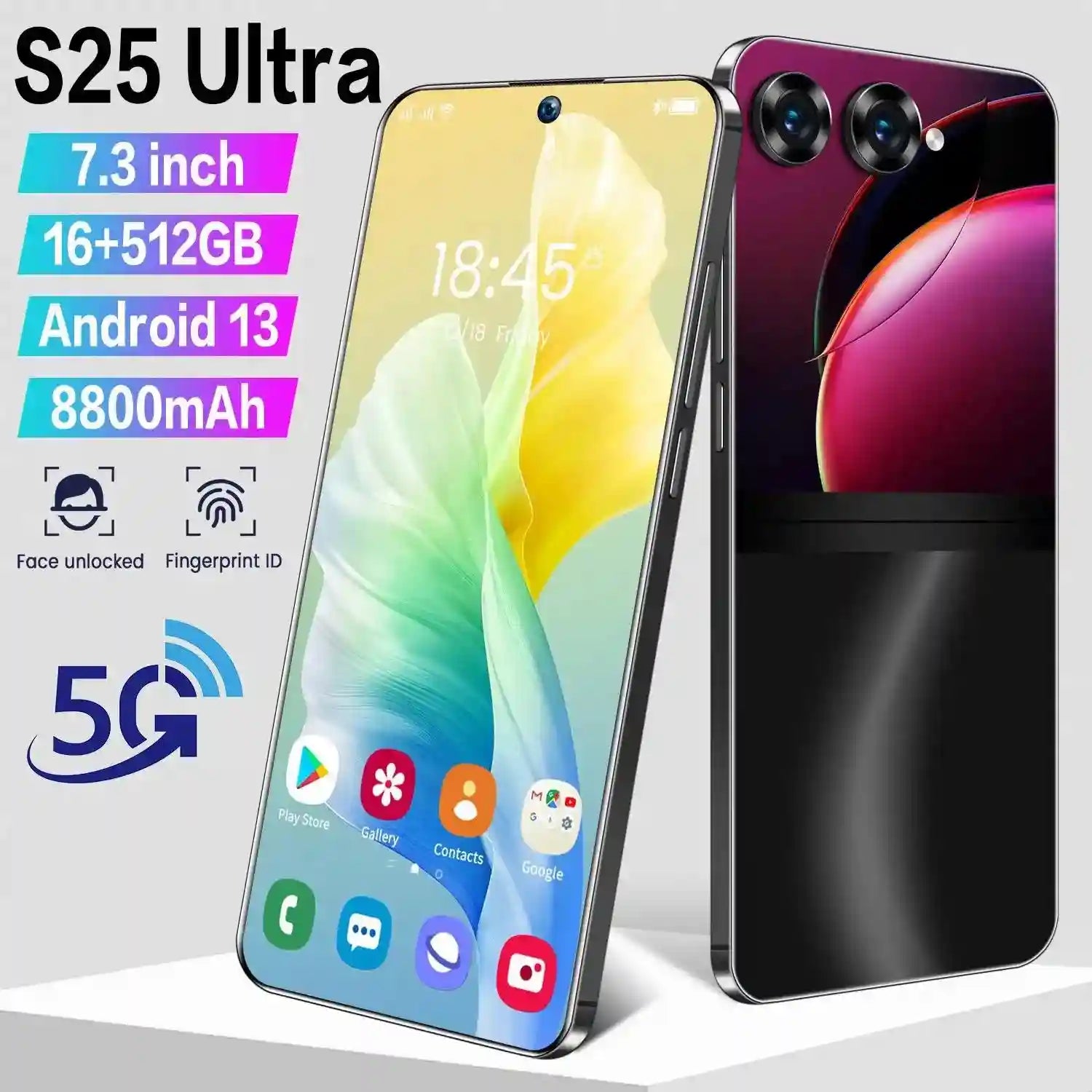 Android Smartphone 512GB 16GB RAM Triple Camera Tidesmit Blue Tidesmit