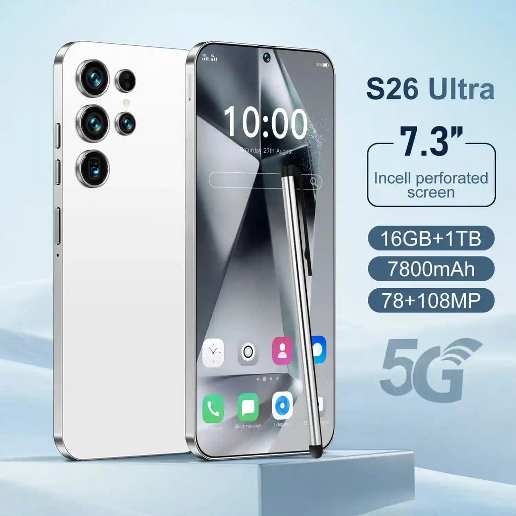 S26 Ultra 5G Smartphone - 7.3 Inch AMOLED Display, 1TB Storage White 16g 1TB Tidesmit
