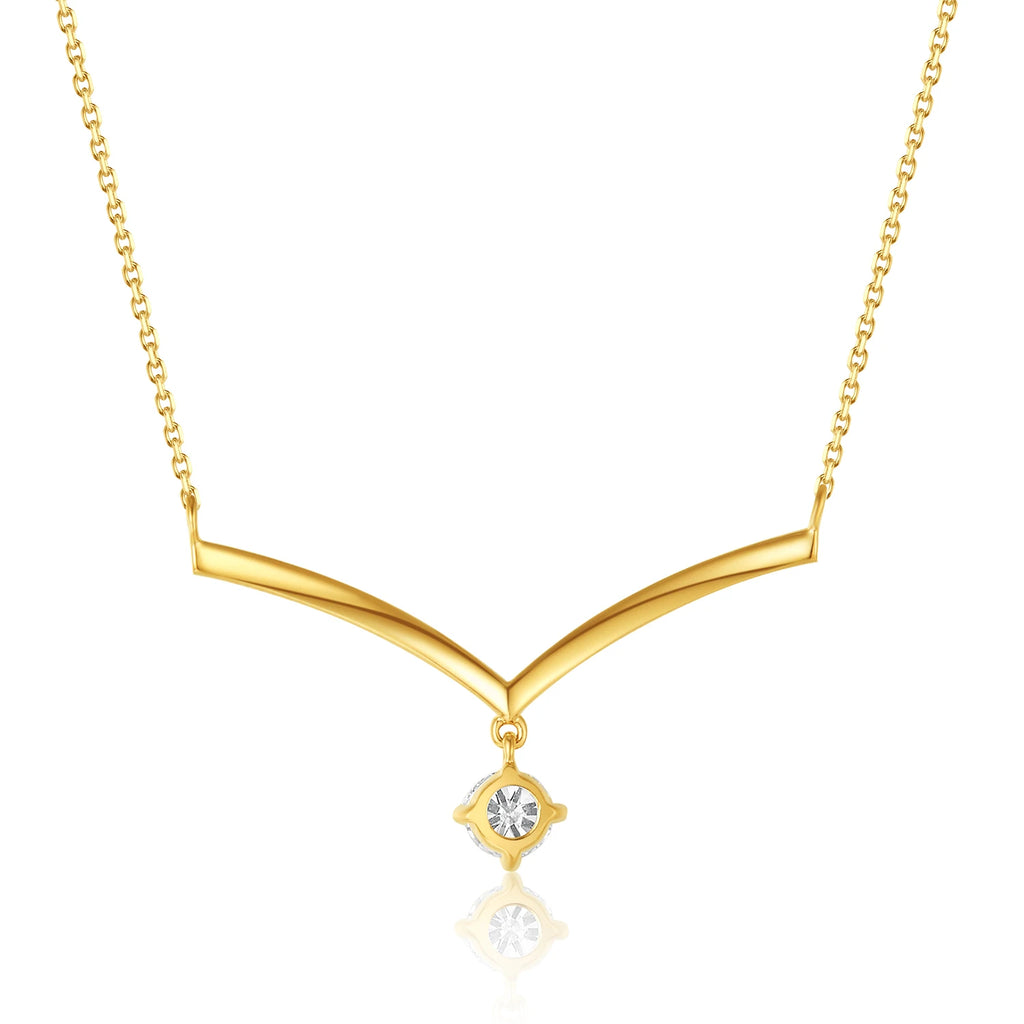 High Quality Women's Fashion Jewelry Luxury Shiny 18K Gold Pendant Necklace Lab Grown Diamond Single Round Clavicle Necklace