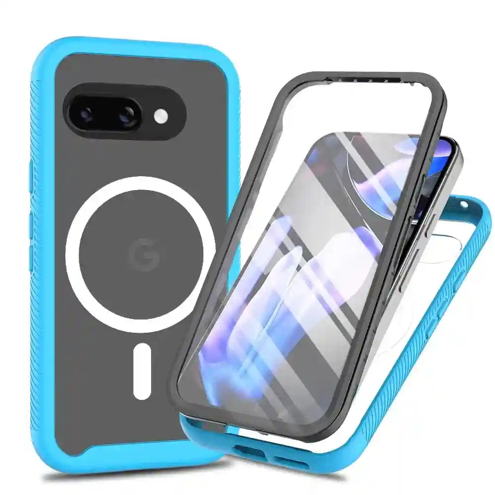 Google Pixel 8A Full Body 360 Leather Case - Durable Anti-Scratch Protection Blue OPP Bag Tidesmit