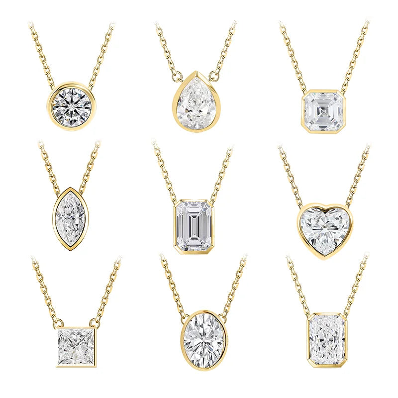 White Gold 14K Solid Gold Solitaire Pendant Necklace with 1ct Lab Grown Diamond Luxury Women's Party Gift Collection