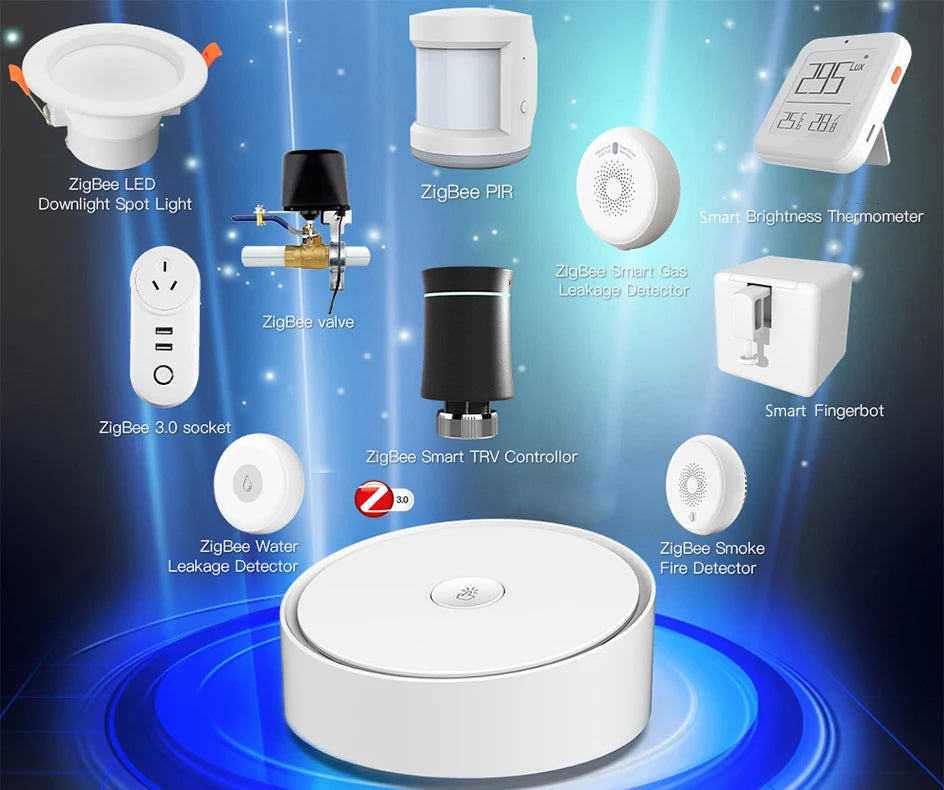 Tuya Smart Life Smart Multi-mode Gateway ZigBee WiFi Bluetooth-Compatible Hub Wireless Control with App Alexa Google Home Voice