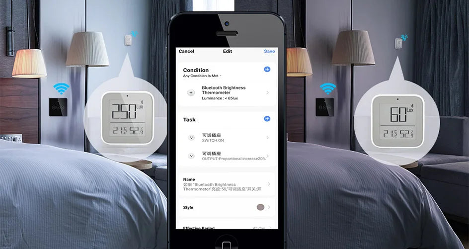 SmartLife Tuya Smart ZigBee Bluetooth-Compatible Mesh Brightness Thermometer Light Temperature Humidity Detector Wireless Remote