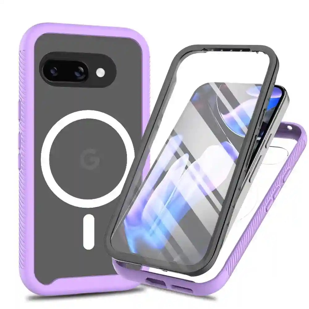 Google Pixel 8A Full Body 360 Leather Case - Durable Anti-Scratch Protection Purple OPP Bag Tidesmit