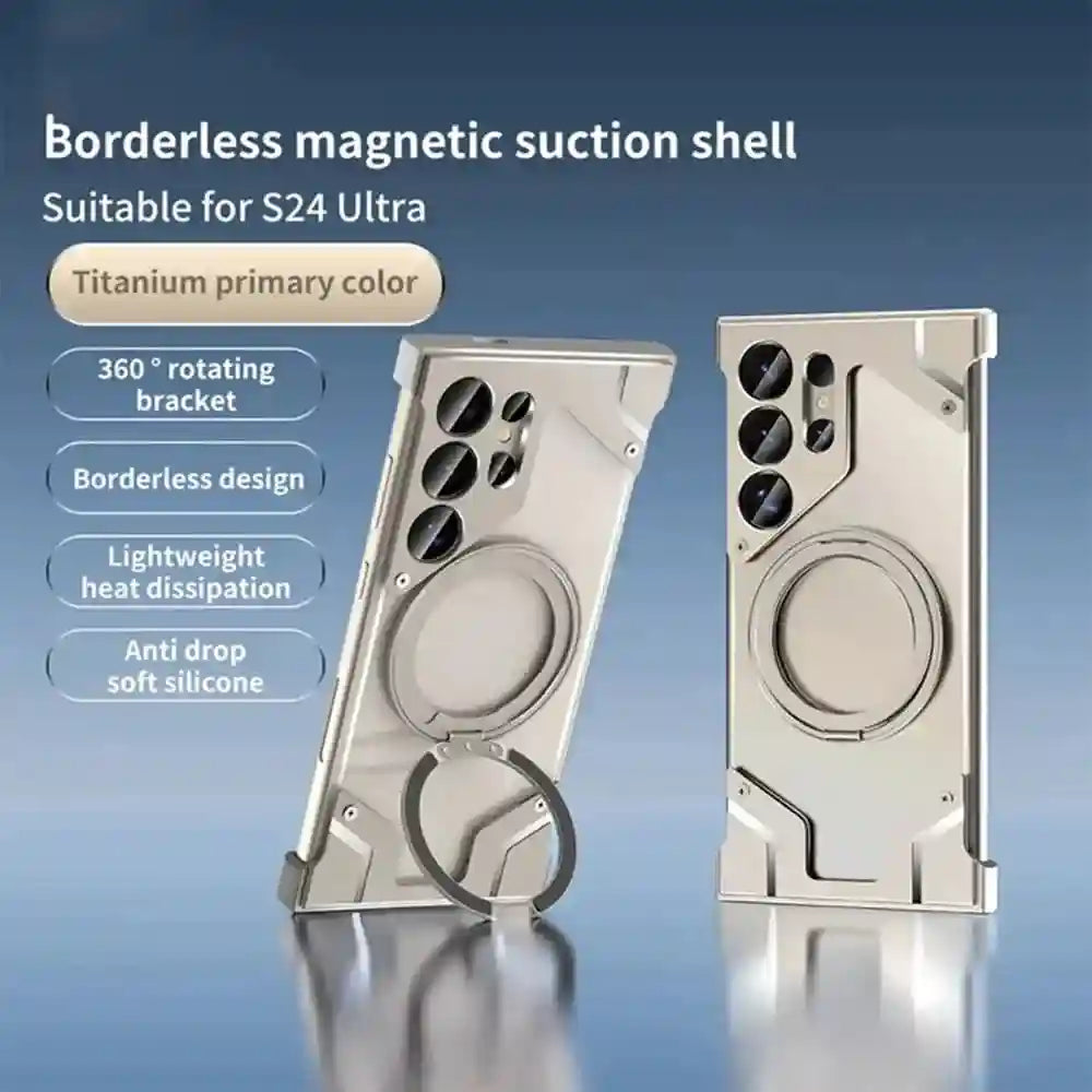 Galaxy S24 Ultra Metal Case with Magnetic Rotating Stand & Drop Protection Tidesmit