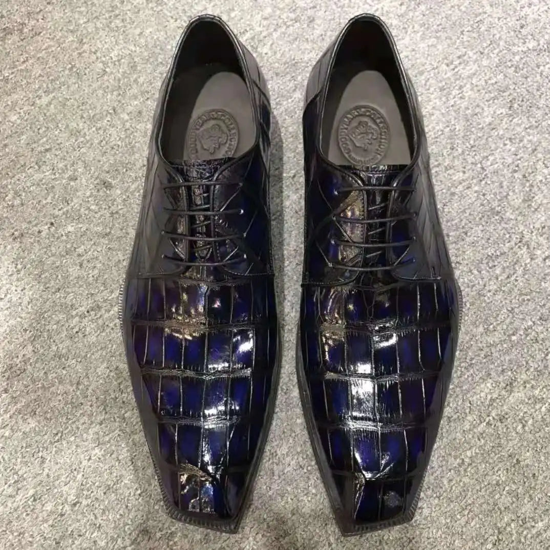 Goodyear Welted Genuine Crocodile Leather Business Dress Shoes Men Handmade Wedding Shoes Luxury Alligator Men's Dress Shoes