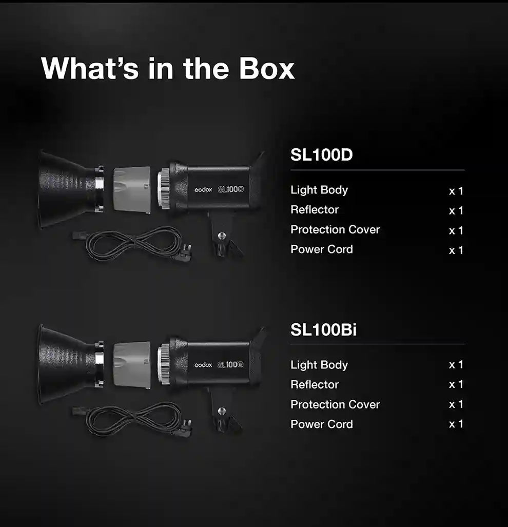 Godox SL100D LED Video Light 100W 5600K Bowens Mount Studio Kit Tidesmit