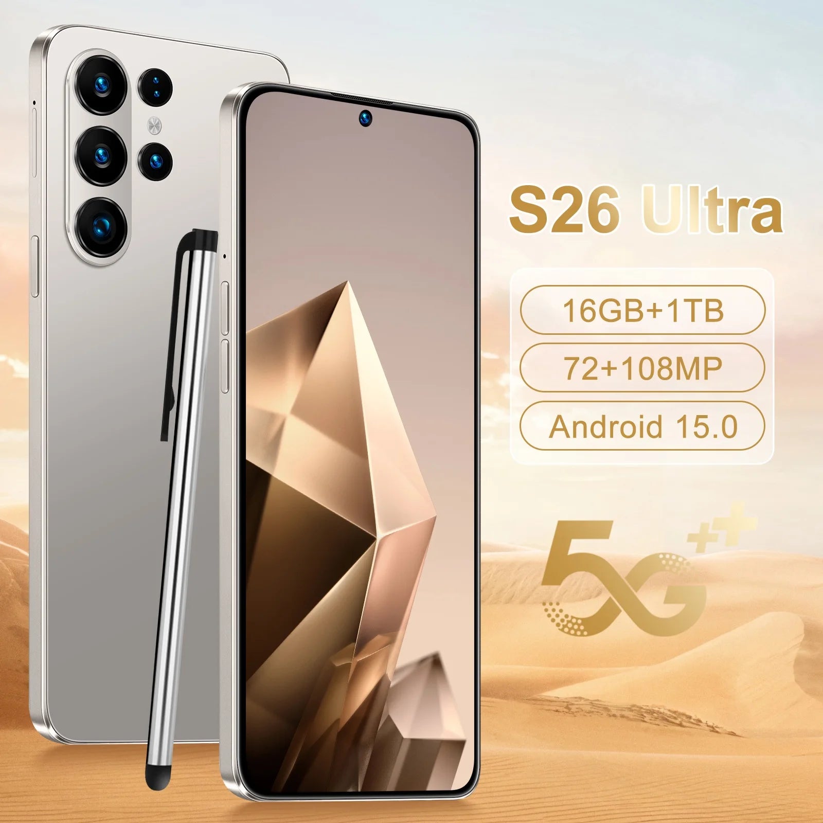 S26 Ultra 5G Smartphone 16GB RAM 1TB Storage AMOLED Display Gray 16g 1TB Tidesmit
