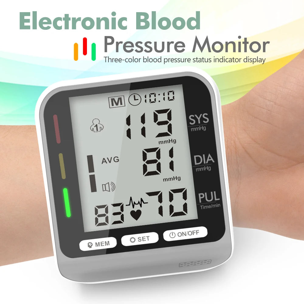 Kiuzou Wrist Blood Pressure Monitor Tonometer Tensiometer Automatic Digital Pulsometer Sphygmomanometer Health Monitor