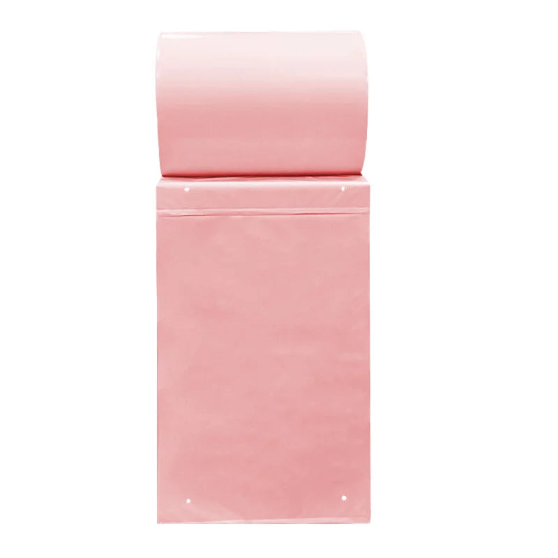 Pink PE pre-opened auto bag roll and folded bag section
