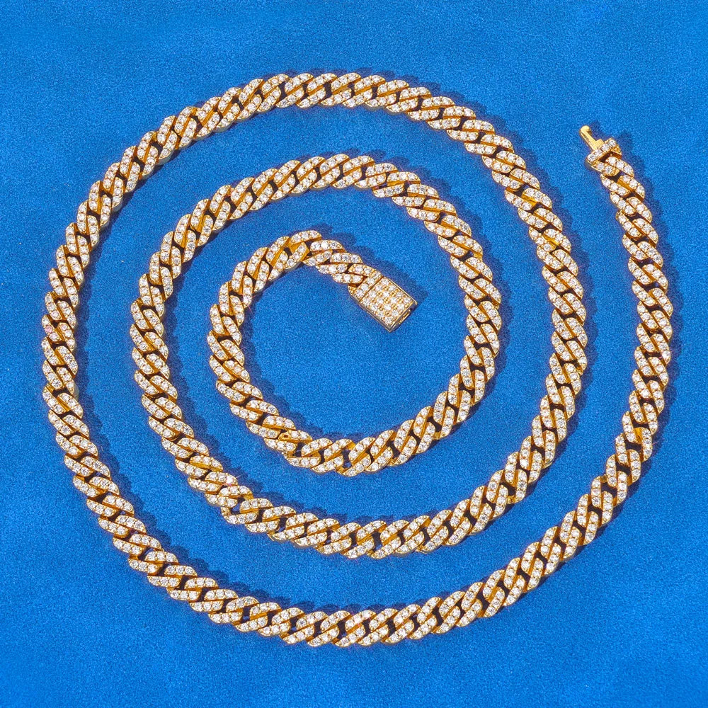 Hot Selling Pass Diamond Tester 5mm Two Rows Pass Diamond Tester Iced Out Hip Hop VVS1 Moissanite Cuban Link Chain Necklace
