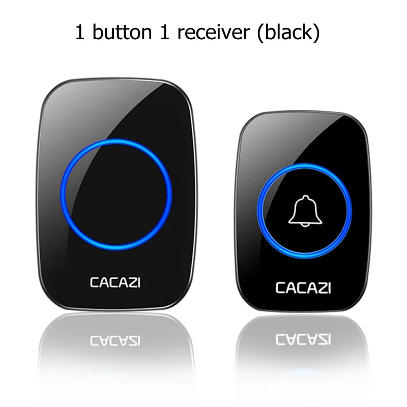 CACAZI Wireless Waterproof Doorbell 300m Range US EU UK AU Plug Home Intelligent Door Bell Chime 1 2 Button 1 2 3 Receiver