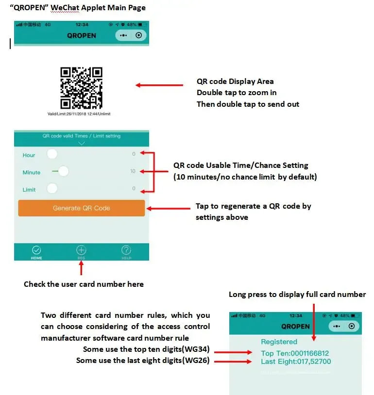 Smart QR Code Access Control Card Reader 13.56Mhz RFID Barcode Scanner Support Wiegand RS485 TTL 20000 Users