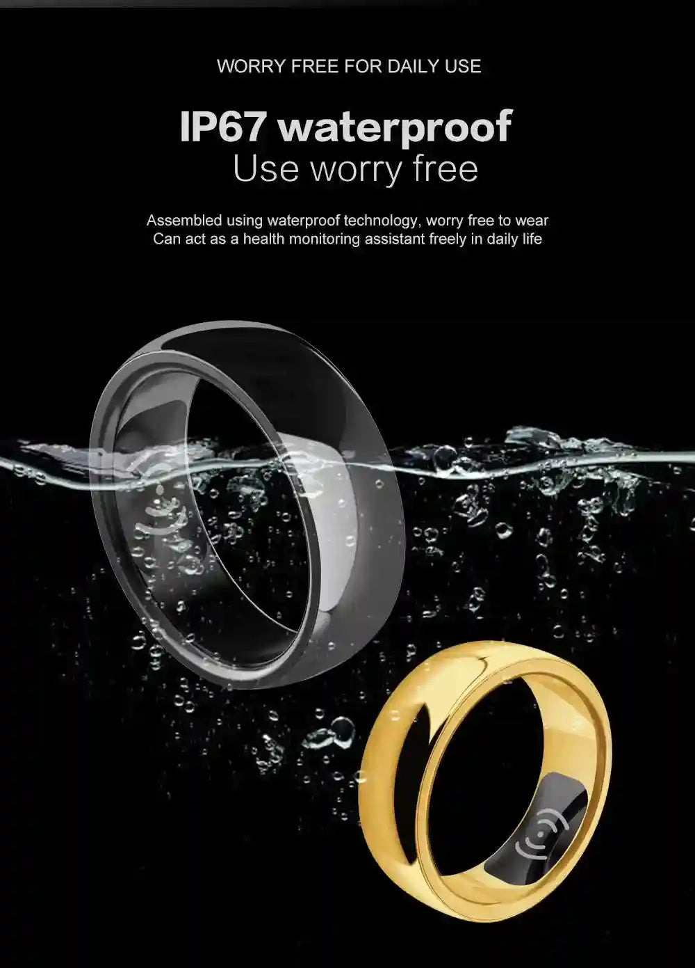 Smart Health Ring Fitness Tracker with Heart Rate & Oxygen Sensor Tidesmit
