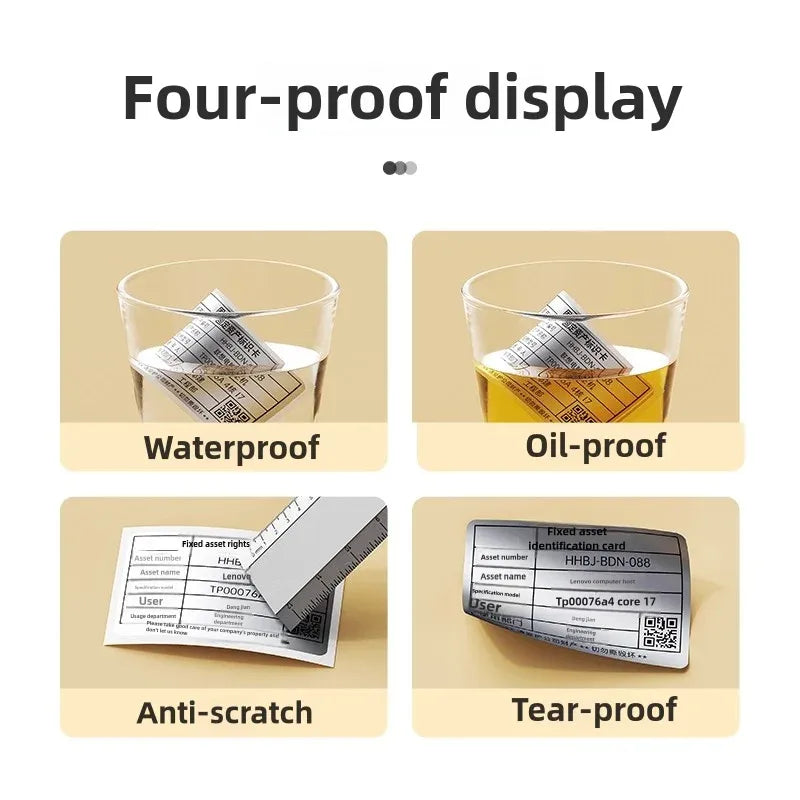 Four-proof display for thermal labels: waterproof, oil-proof, anti-scratch, tear-proof