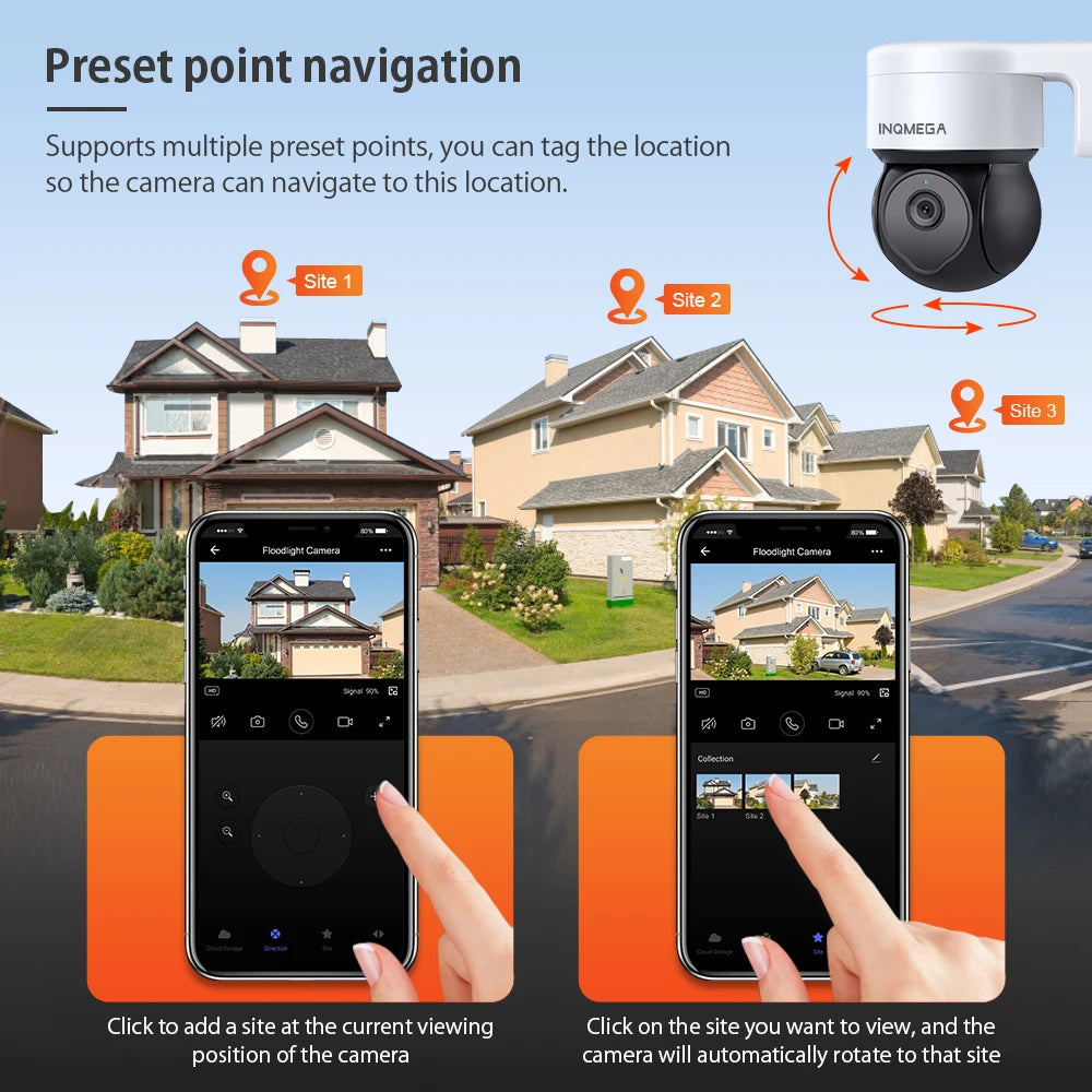 INQMEGA 5MP Tuya Outdoor PTZ Camera Ai Human Detect 1080P Security CCTV Camera Add Google home And Alexa Wifi IP Camera for Yard