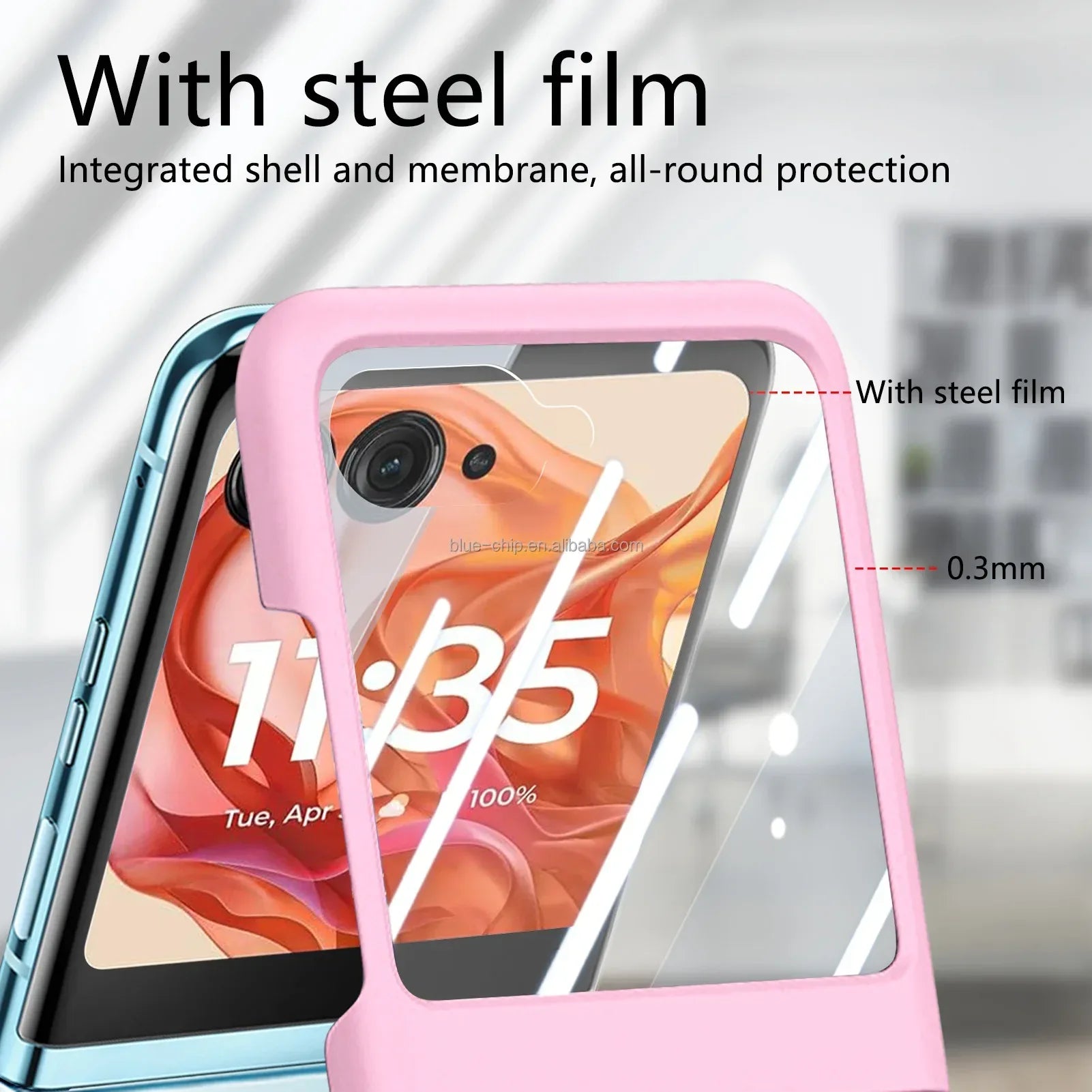 Motorola Razr 50 Ultra Case with Screen Protector - Pink Ring Tidesmit
