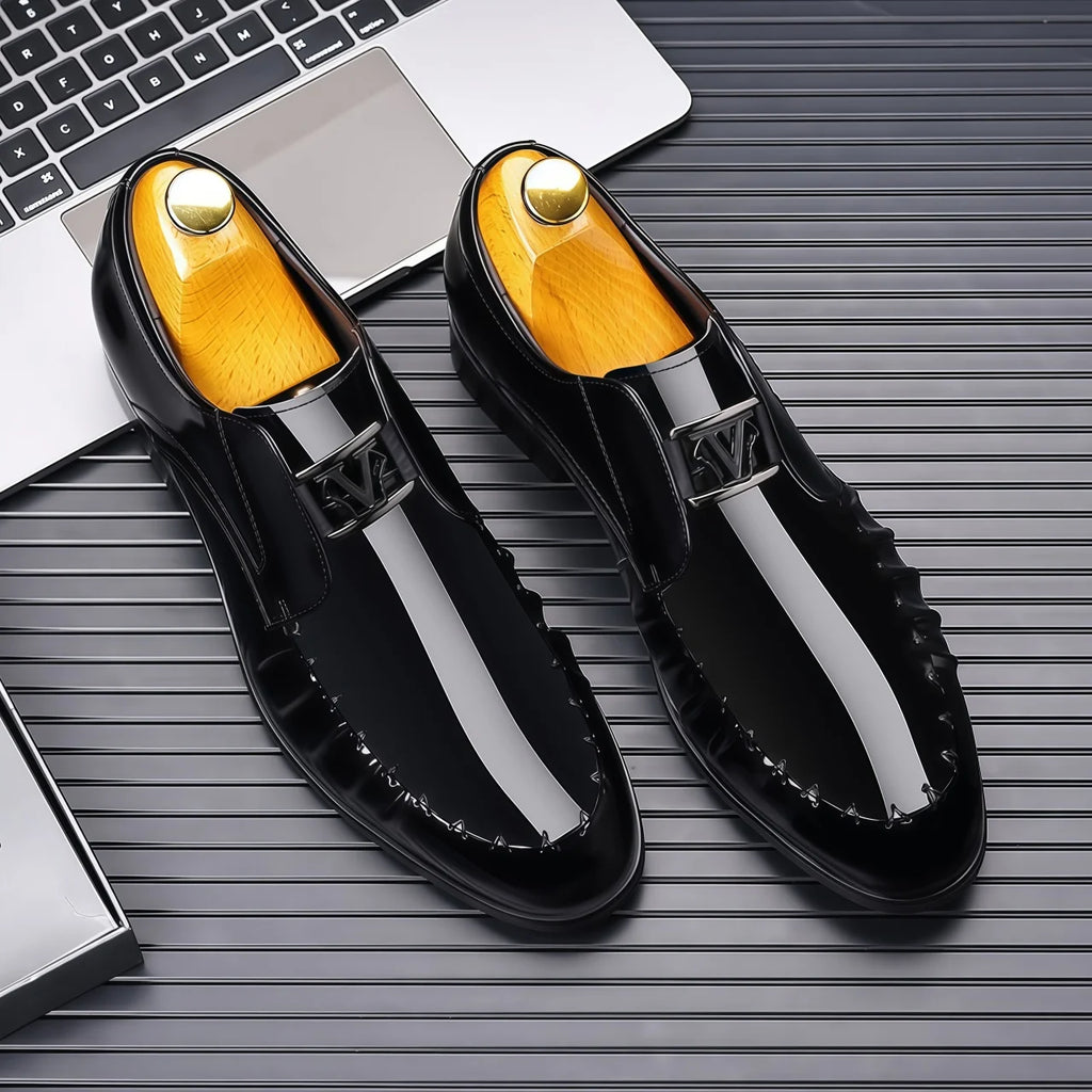 Luxury Designer Oxford Style Dress Shoes Slip-On Pointed Toe Summer Casual Business Wedding Parties Height Increasing