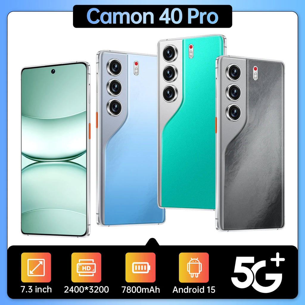 Camon 40 Pro 5G Smartphone, 16GB RAM, 1TB Storage - Blue Tidesmit
