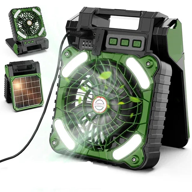 Portable Solar Fan & 5200mAh Power Bank | USB Rechargeable Tidesmit