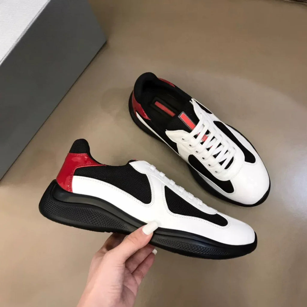 Luxury Patent Leather Light Weight Walking Shoes Patchwork Casual Sports Breathable Designer Sneakers for Men Retro Casual Shoes