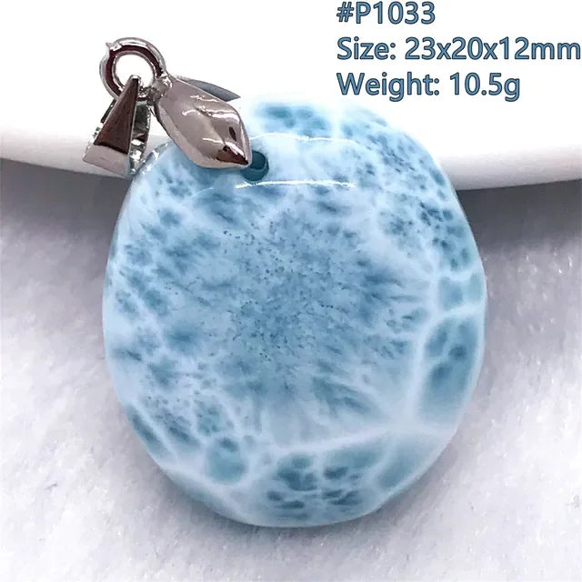 Natural Blue Larimar Trendy Necklace Pendant Women Men Gift Beads 925 Sterling Silver Dominica Water Drop Crystal Stone Jewelry
