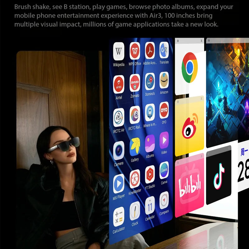 RayNeo Air3 AR Glasses, Micro OLED Screen Display, 120Hz Refresh Rate, 3D HD Private Theater, New Listing