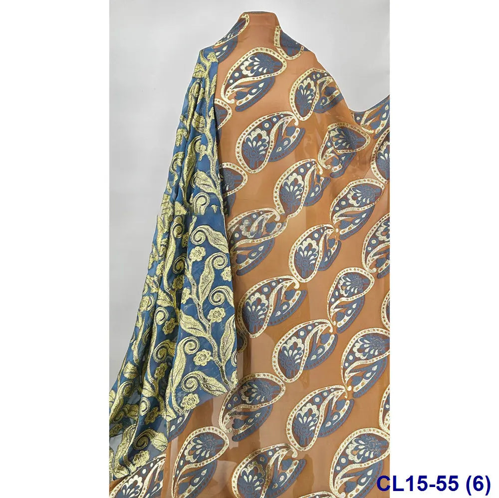 Lisami RTS Luxury Silk Fabric Elegant Multi-Color 3D Metallic Handcut for Dresses Weddings and Curtains