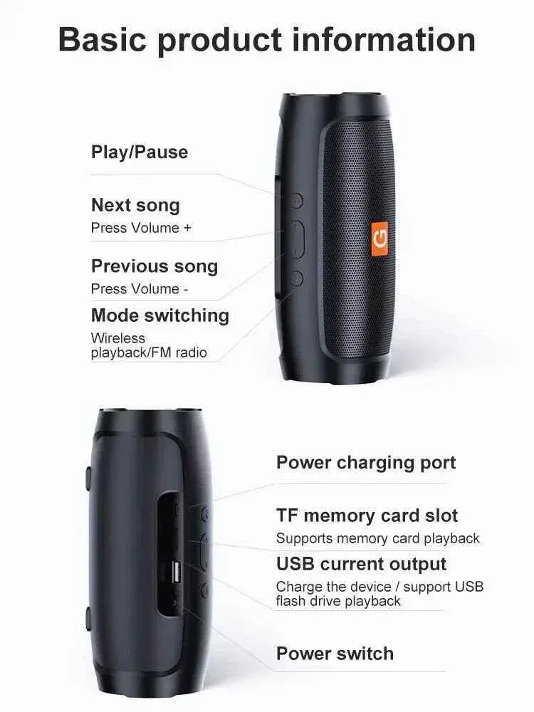 Portable Bluetooth Speaker with Heavy Bass Stereo - IPX7 Waterproof My Store