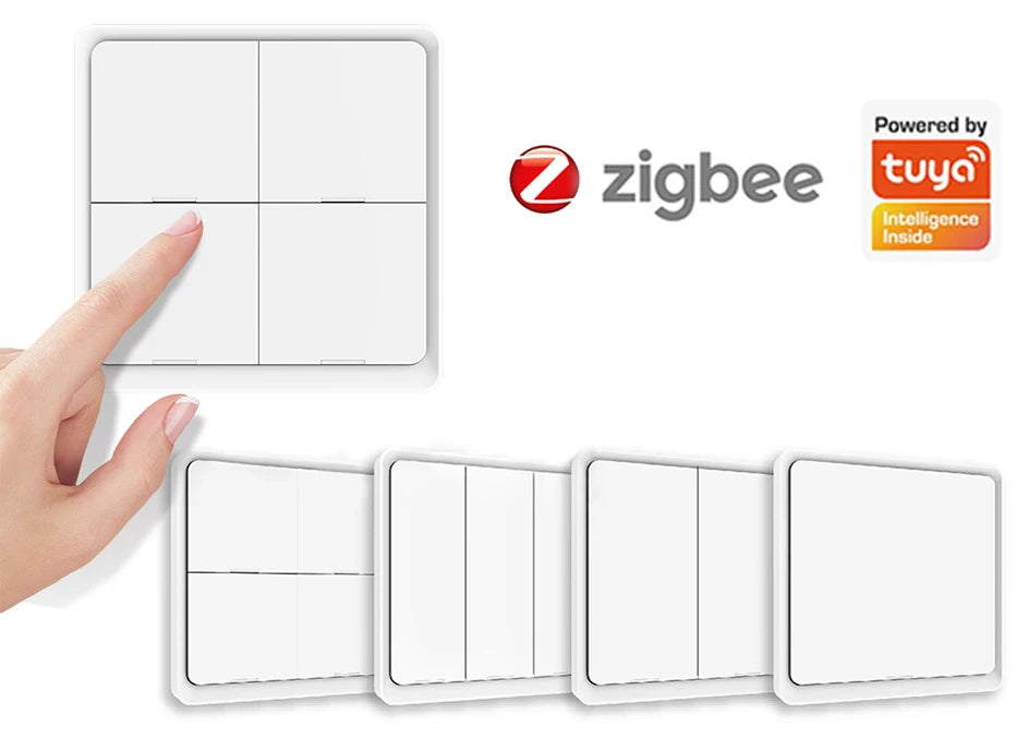 ZigBee Wireless 4 Gang 12 Scene Tuya Switch Push Button Controller Battery Powered Automation Scenario Work Alexa Google Home