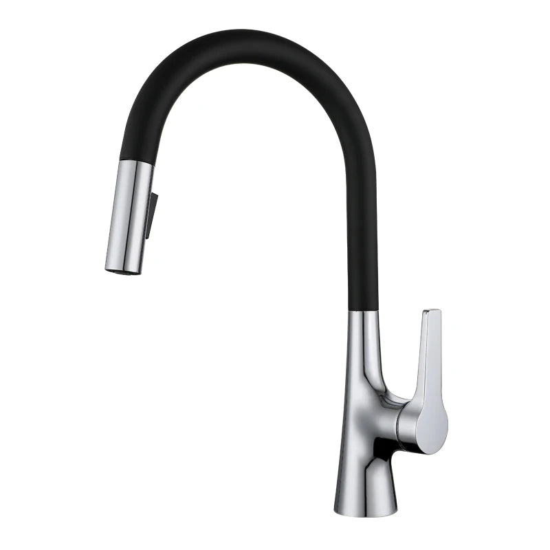 Bagnolux Titanium Black Brushed Deck Mounted Kitchen Faucet Two Function Single Handle Pull Out Mixer Hot and Cold Water Taps