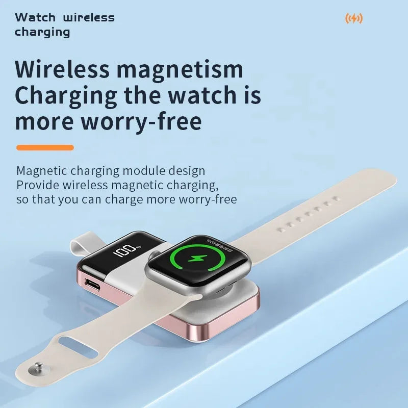 Portable Apple Watch Charger - Fast Wireless Power Bank Silver Tidesmit