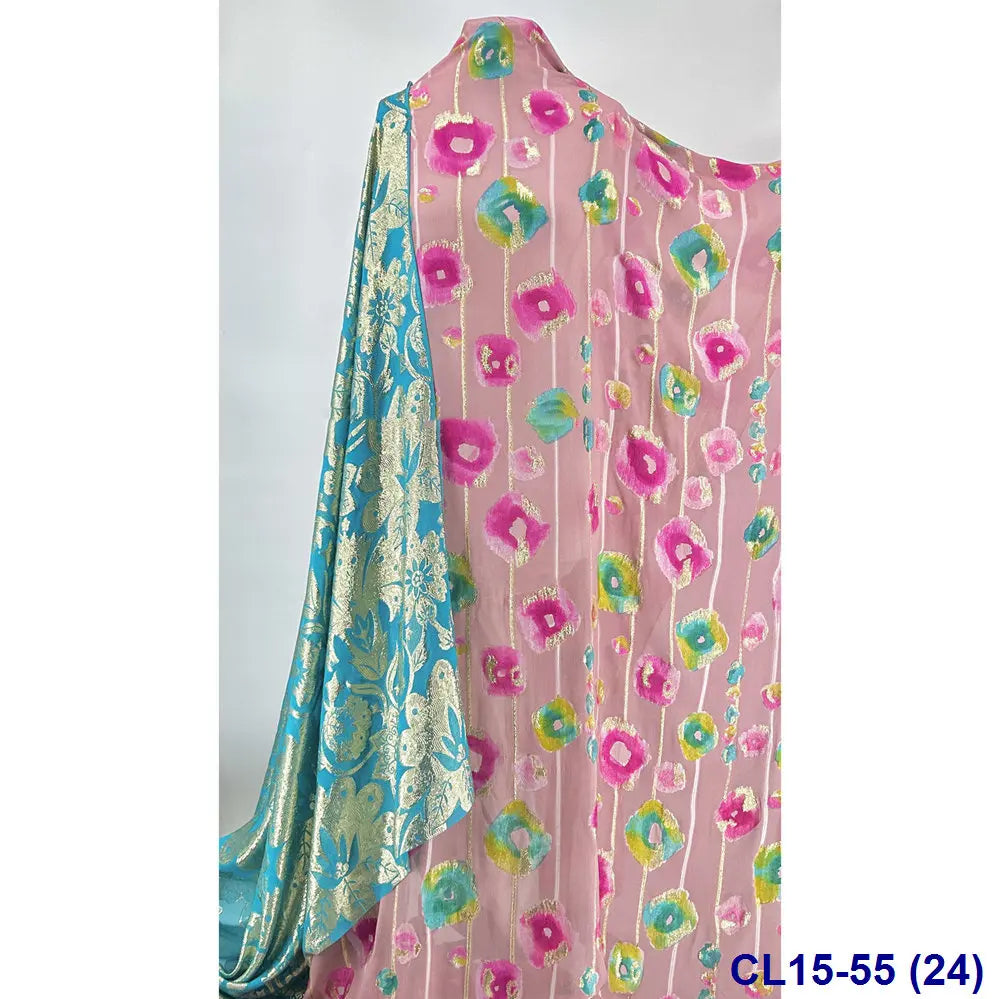 Lisami RTS Luxury Silk Fabric Elegant Multi-Color 3D Metallic Handcut for Dresses Weddings and Curtains