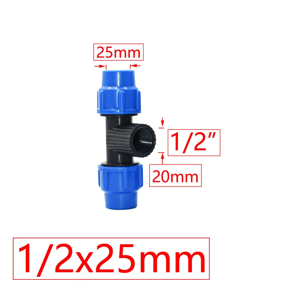 20/25/32/40/50mm PE Tube Quick Connector Elbow Tee Water Splitter Plastic Ball Valve Coupler Farm Irrigation Water Pipe Fittings
