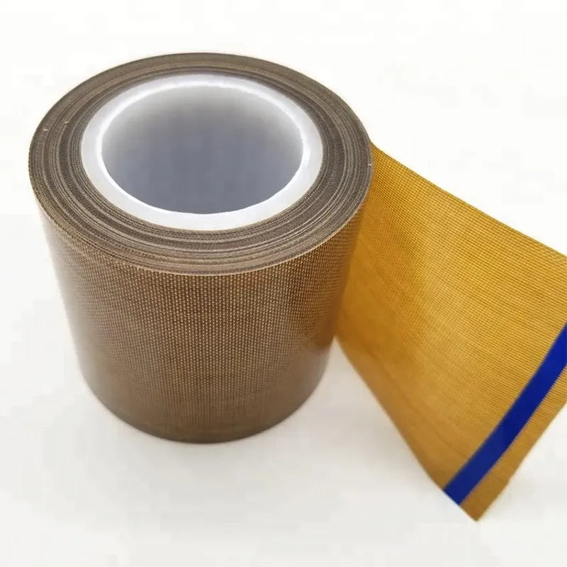 Brown PTFE silicone adhesive tape roll with loose end extended
