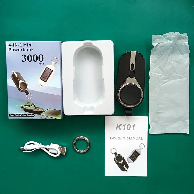 Portable Solar Keychain Power Bank 3000mAh Mini Fast Charger Tidesmit