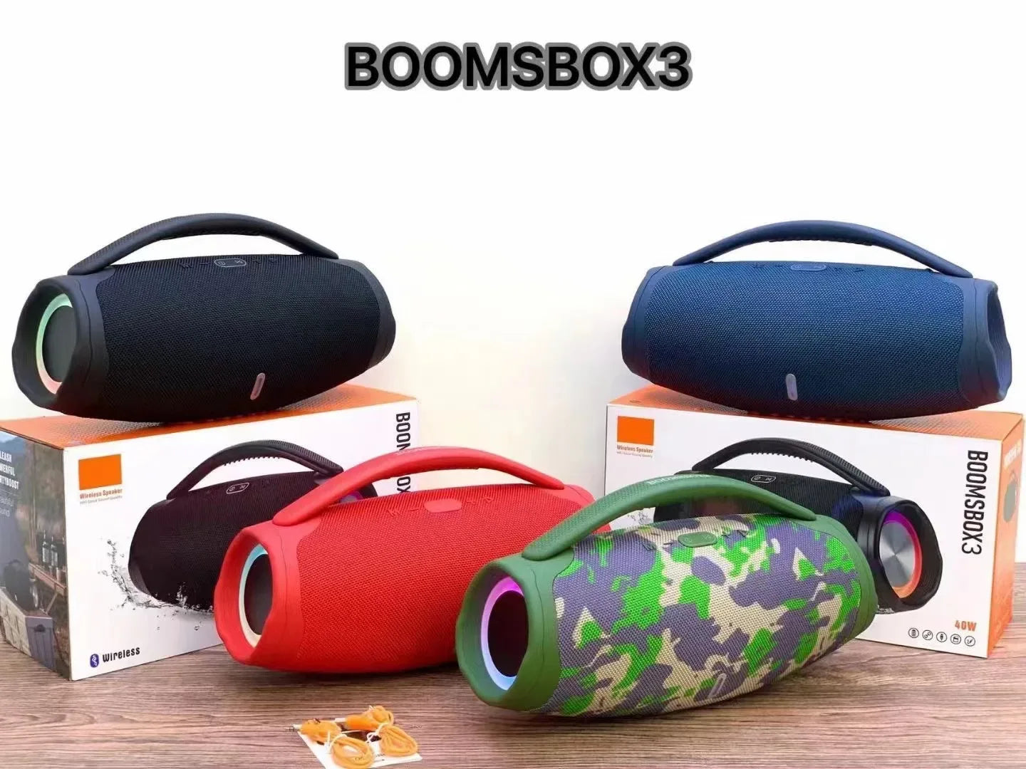 Portable Bluetooth Speaker 40W Waterproof Outdoor - Black Plastic My Store